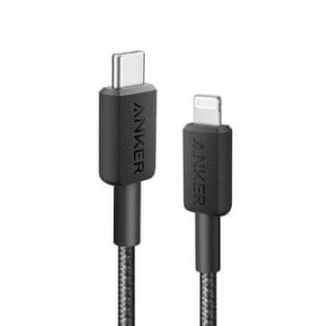 Anker kabel, USB-C na Lightning, pleten, 0,9 m, črn (A81B5G11)