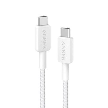 Anker kabel, USB-C na USB-C, pleten, 0,9 m, bel (A81D5H21)