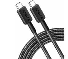 Anker kabel, USB-C na USB-C, pleten, 1,8 m, črn (A81D6H11)