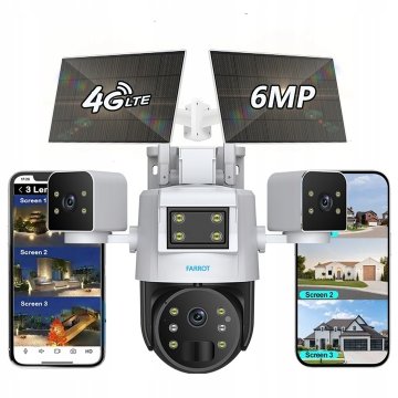 IP CCTV Zunanja rotacijska kamera s 3 objektivi, SIM kartico, 4G, Wifi, 2 x sončnim panelom, detektor gibanja, okvir za obraz