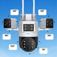 IP CCTV Zunanja rotacijska kamera s 3 objektivi, SIM kartico, 4G, Wifi, 2 x sončnim panelom, detektor gibanja, okvir za obraz