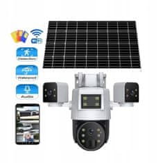 IP CCTV Zunanja rotacijska kamera s 3 objektivi, SIM kartico, 4G, Wifi, 2 x sončnim panelom, detektor gibanja, okvir za obraz