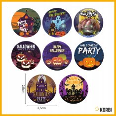 Korbi Samolepilne nalepke na zvitku – Halloween, različni vzorci, komplet 500 kosov