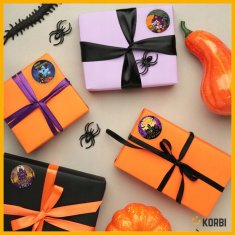 Korbi Samolepilne nalepke na zvitku – Halloween, različni vzorci, komplet 500 kosov
