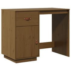 Vidaxl Pisalna miza medeno rjava 95x50x75 cm trdna borovina