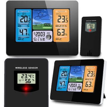 shumee Vremenska postaja z zaslonom BD-902 črne barve