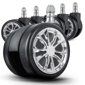 shumee Črna gumijasta kolesa za fotelje Sofotel, 5 kosov.