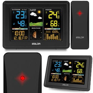 shumee Vremenska postaja z zaslonom BD-907 črne barve