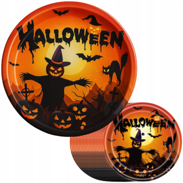 Korbi Okrasni papirnati krožniki za noč čarovnic – komplet 24 kosov