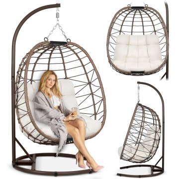 shumee Viseči vrtni stol Tihuana rjave barve + svetlo bež blazine Sofotel