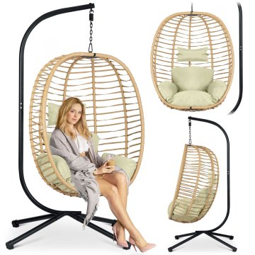 shumee Viseči vrtni stol Toskana, črn + bež blazine Sofotel