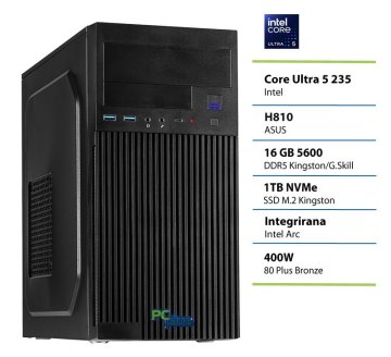 PCplus E-machine namizni računalnik, Ultra 5 235, 16GB, SSD1TB, DOS (147998)