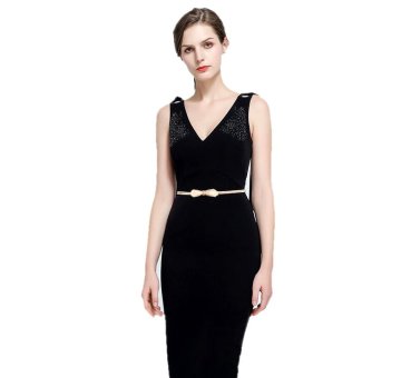 Camerazar Plastični kovinski pas SNAKE z rožnatim zlatim voščilom, elastičen, dolžina 66-125 cm