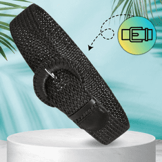 Camerazar Elastičen črn pleten trak na pas širok