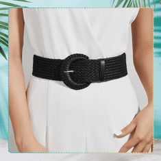 Camerazar Elastičen črn pleten trak na pas širok