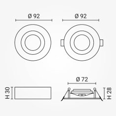Optonica LED stropna svetilka 5W vgradno-nadgradna 3CCT 500lm IP20 pregibna 55º 