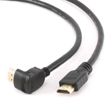 Gembird Kabel HDMI-HDMI, 3 m, 1.4, M/M, zaščiteni, pozlačeni kontakti, 90° upogib, črn