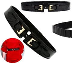 Camerazar Eleganten ženski usnjeni pas punk z zlatim sponko, črn, širina 40mm, dolžina 83cm