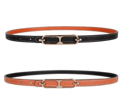 Camerazar Dvosmerni ženski pas iz naravne kože, dvobarven, z zlatim sponko - 4 cm širok, 105 cm dolg