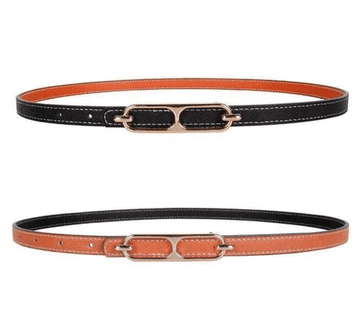 Camerazar Dvosmerni ženski pas iz naravne kože, dvobarven, z zlatim sponko - 4 cm širok, 105 cm dolg