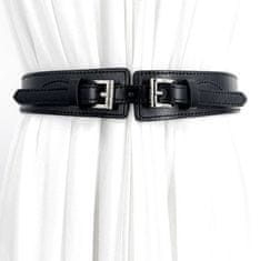 Camerazar Eleganten ženski usnjeni pas punk z zlatim sponko, črn, širina 40mm, dolžina 83cm