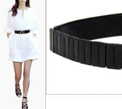 Camerazar Eleganten ženski usnjeni pas punk z zlatim sponko, črn, širina 40mm, dolžina 83cm