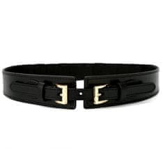 Camerazar Eleganten ženski usnjeni pas punk z zlatim sponko, črn, širina 40mm, dolžina 83cm