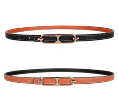 Camerazar Dvosmerni ženski pas iz naravne kože, dvobarven, z zlatim sponko - 4 cm širok, 105 cm dolg