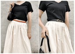 Camerazar Dvosmerni ženski pas iz naravne kože, dvobarven, z zlatim sponko - 4 cm širok, 105 cm dolg