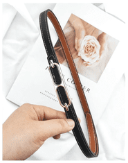 Camerazar Dvosmerni ženski pas iz naravne kože, dvobarven, z zlatim sponko - 4 cm širok, 105 cm dolg