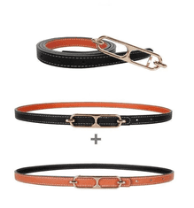 Camerazar Dvosmerni ženski pas iz naravne kože, dvobarven, z zlatim sponko - 4 cm širok, 105 cm dolg