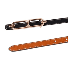 Camerazar Dvosmerni ženski pas iz naravne kože, dvobarven, z zlatim sponko - 4 cm širok, 105 cm dolg