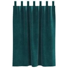 Vidaxl Zavese z zavesami 2 pcs Temno zelena 140 x 140 cm Žamet