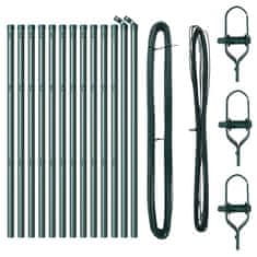 Vidaxl Ograjni stebri 13 pcs Zelena Ø32mm 100 cm Pocinkano jeklo