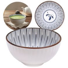 Basilur Japonska skodelica, keramična skodelica Chawan za pripravo čaja matcha - modre črte 280 ml 