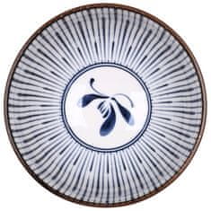 Basilur Japonska skodelica, keramična skodelica Chawan za pripravo čaja matcha - modre črte 280 ml 