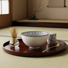 Basilur Japonska skodelica, keramična skodelica Chawan za pripravo čaja matcha - modre črte 280 ml 
