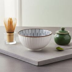 Basilur Japonska skodelica, keramična skodelica Chawan za pripravo čaja matcha - modre črte 280 ml 