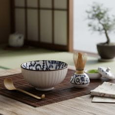 Basilur Japonska skodelica, keramična skodelica Chawan za pripravo čaja matcha - modri okraski 280 ml 