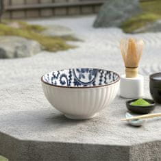 Basilur Japonska skodelica, keramična skodelica Chawan za pripravo čaja matcha - modri okraski 280 ml 