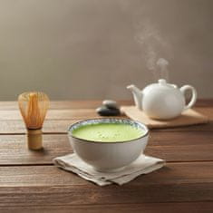 Basilur Japonska skodelica, keramična skodelica Chawan za pripravo čaja matcha - modri okraski in cvet 280 ml 