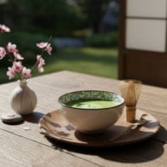 Basilur Japonska skodelica, keramična skodelica Chawan za pripravo čaja matcha - modri okraski in cvet 280 ml 