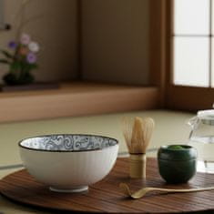 Basilur Japonska skodelica, keramična skodelica Chawan za pripravo čaja matcha - modri okraski in cvet 280 ml 