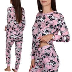 Disney DISNEY Minnie Mouse VELOUR, dvodelne ženske pižame, TOPLE pižame z dolgimi rokavi S
