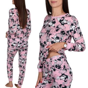 Disney DISNEY Minnie Mouse VELOUR, dvodelne ženske pižame, TOPLE pižame z dolgimi rokavi