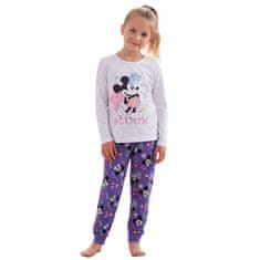 Disney DISNEY Minnie Mouse Bombažne, bele in vijolične pižame za deklice, DVOJNE pižame z dolgimi rokavi, 100% BOMBAŽ 116cm