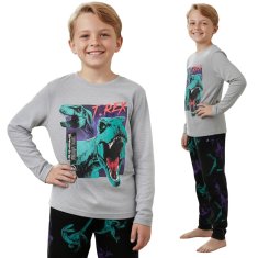 Jurassic World Jurassic World Siva bombažna pižama za dečke, DVOJNA pižama z dolgimi rokavi 158-164cm