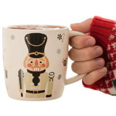 sarcia.eu Kremasta, BOŽIČNA SKODELICA porcelanska, božični motiv – orehovček – ZAPAKIRANA V DARILNI ŠKATLI 365 ml