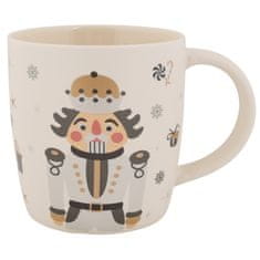 sarcia.eu Kremasta, BOŽIČNA SKODELICA porcelanska, božični motiv – orehovček – ZAPAKIRANA V DARILNI ŠKATLI 365 ml