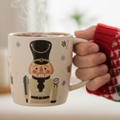 sarcia.eu Kremasta, BOŽIČNA SKODELICA porcelanska, božični motiv – orehovček – ZAPAKIRANA V DARILNI ŠKATLI 365 ml